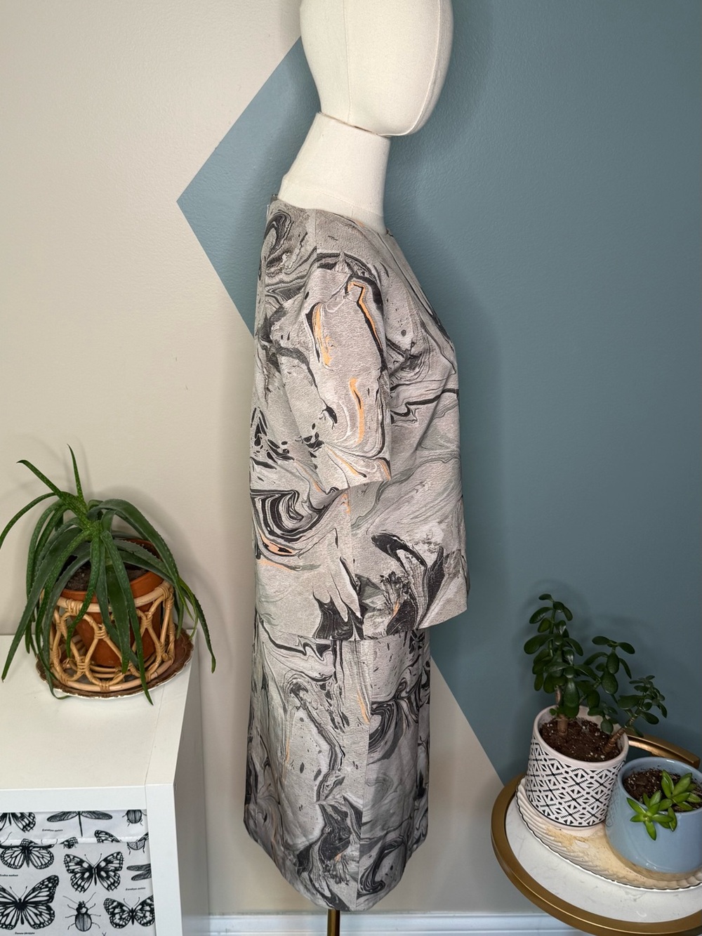 Theory Silk Marble Print Matching Set P 0 Wearable Art Quiet Luxury F08 - Picture 5 of 10